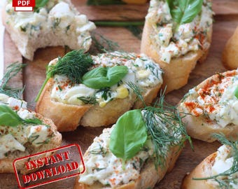 La migliore ricetta Crostini con insalata di uova / Crostini con uova alla diavola / Crostini con uova / Ricetta digitale / Download immediato / Ricetta stampabile / Ricetta PDF