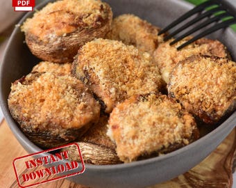 MIGLIORE RICETTA Funghi ripieni in friggitrice ad aria / Download immediato / Stampabile / pdf / Ricetta digitale / Fatta in casa / Ricetta facile / antipasto / Pasto per camper
