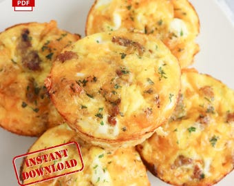 MIGLIOR RICETTA Tazze di casseruola per la colazione / Ricetta per la colazione / Ricetta digitale / Download immediato / Ricetta stampabile / Ricetta PDF / Ricetta per il campeggio