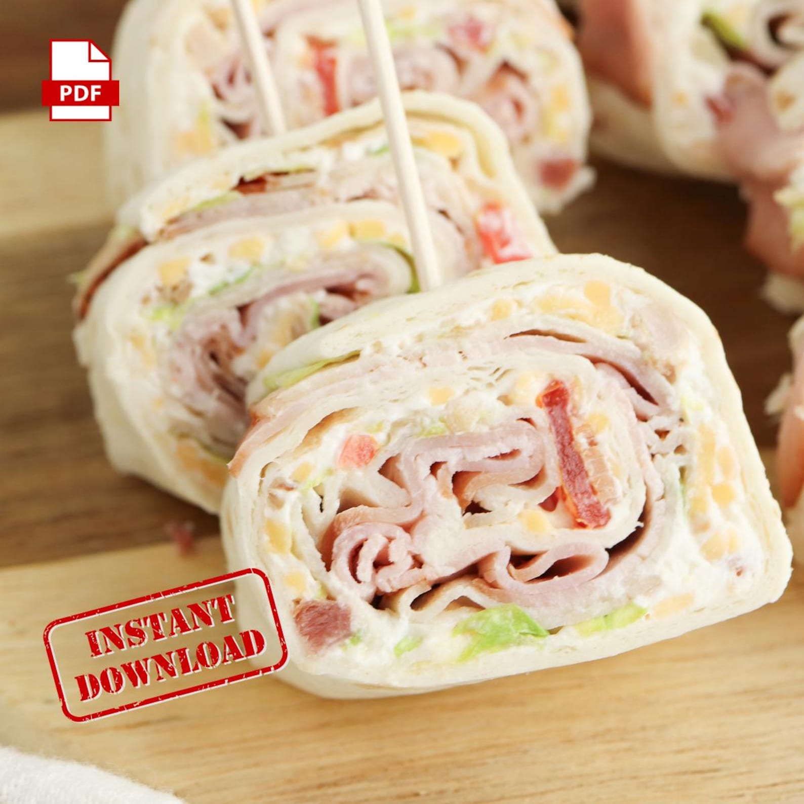 Club Sandwich Pinwheels Recipe | Party Appetizer, Meal Prep (PDF Recipe ...