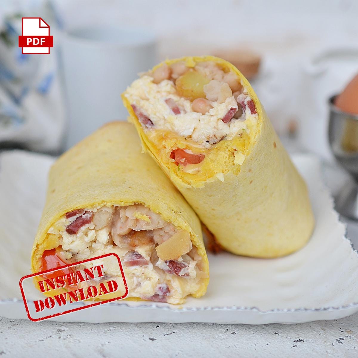 Recette de burrito pour le petit-déjeuner au congélateur | Repas facile à préparer à l'avance (Recette PDF)