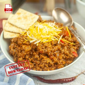 BEST RECIPE Dutch Oven Chili | Instant Download | Printable | pdf | Digital Recipe | Homemade | Easy Recipe | RV Meals | Dinner Recipe |