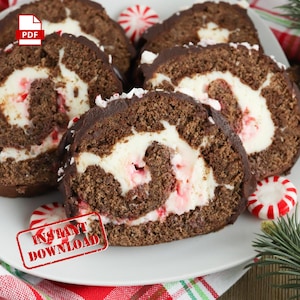 BEST RECIPE Peppermint Swiss Roll | Instant Download | Printable | pdf | Digital Recipe | Homemade | Easy Recipe | Holiday Dessert | RV Meal