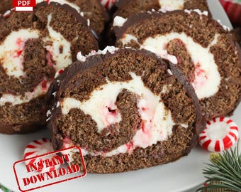 MIGLIORE RICETTA Rotolo svizzero alla menta / Download immediato / Stampabile / pdf / Ricetta digitale / Fatta in casa / Ricetta facile / Dolce per le feste / Pasto in camper