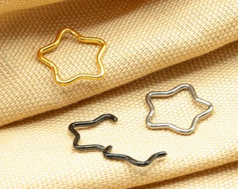 18G 16G Star Titanium Hoop • Nose Ring • Septum • Clicker Nose Hoop • Cartilage Hoop • Helix Piercing • Daith • Hinged Segment LJ12.30