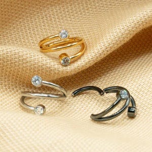 16G Bezel Double Hoop • Titanium Clicker Hoop • Septum Ring • Conch Hoop • Cartilage Earring • Helix Piercing • Daith Hoop • LJ15.34