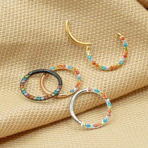 16G Regenbogen Bunt Hoop • Titan Clicker Hoop • Septum Ring • Conch Hoop • Knorpelohrring • Helix Piercing • Daith Hoop • LJ20.35