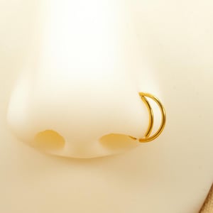 20G Podwójny kolczyk do nosa • Obręcz do nosa w kształcie półksiężyca • Otwarta obręcz do nosa • Przekłucie nosa • Cienki kolczyk do nosa • Złoto • Srebro • Czarny LJ25.14