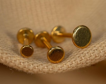 16G Flat Disc Flat Back Stud - Screw Back Stud - Dainty Circle Earrings - Cartilage Piercing - Helix Stud - Gold - Silver - LJ29.28
