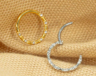 16G Faceted Front Hoop • Titanium Clicker Hoop • Texture Septum Ring • Conch Hoop • Cartilage Earring • Helix Piercing • Daith Hoop • LJ26.1