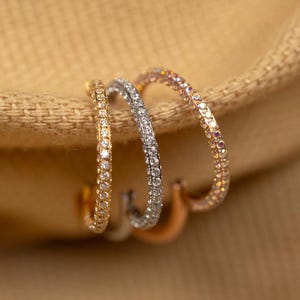 16G Triple Sided CZ Titanium Hoop • Septum Ring • Clicker Hoop • Cartilage • Helix Piercing • Earring • Daith Hoop • Hinged Segment LJ28.2