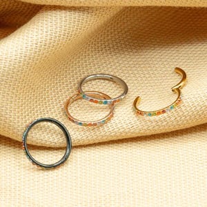 16G Rainbow Colorful Hoop • Titanium Clicker Hoop • Septum Ring • Conch Hoop • Cartilage Earring • Helix Piercing • Daith Hoop • LJ20.36