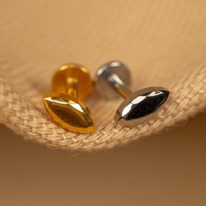 16G Marquise Flat Back Stud - Screw Back Stud - Solid Teardrop Earrings - Cartilage Piercing - Helix Stud - Gold - Silver - LJ28.28