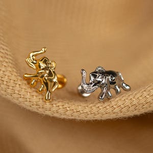 20G/18G/16G Elephant Push Pin • Threadless Flat Back Earring • Tragus • Flat Back Stud • Helix Stud • Cartilage • Titanium LJ30.31