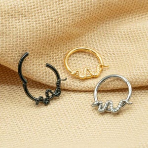16G Snake Hoop • Titanium Clicker Hoop • Snake Septum Ring • Conch Hoop • Cartilage Earring • Helix Piercing • Daith Hoop • LJ7.16