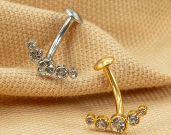 14G Threadless Floating Belly Button Ring Dangle Navel Jewelry Curved Barbell Belly Ring Belly Bar Belly Ring Waterproof LJ27.25