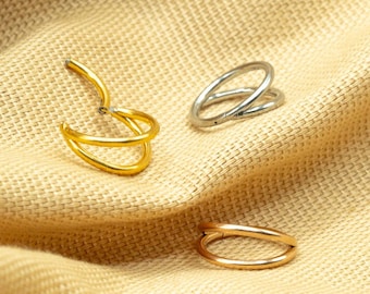 20G/18G/16G Double Hoop • Cartilage Hoop • Nose Ring • Septum Clicker • Daith Ring • Hinged Segment • Helix Earring • Gold • Silver • Rose