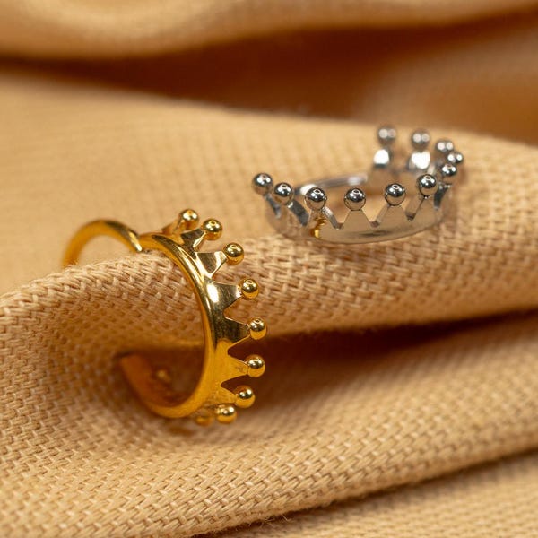 Kronen-Creolen 16G • Titan Clicker Hoop • Septum Ring • Muschel • Knorpelohrring • Helix Piercing • Daith Hoop • LJ27.36