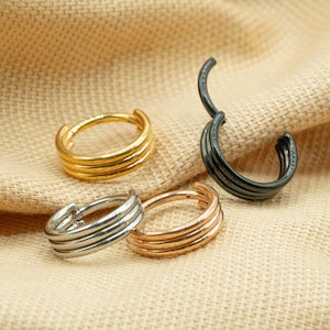 16G Triple Stacked Hoop • Clicker Hoop • Septum Ring • Nose Hoop • Cartilage Earring • Helix Piercing • Daith Hoop • Piercing Hoop• LJ7.15