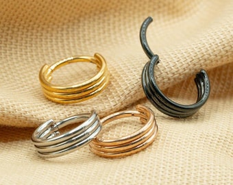 16G Triple Stacked Hoop • Clicker Hoop • Septum Ring • Nose Hoop • Cartilage Earring • Helix Piercing • Daith Hoop • Piercing Hoop• LJ7.15