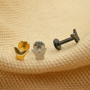 16G Butterfly Flat Back Stud - Screw Back Stud - Butterfly Earrings - Cartilage Piercing - Helix Stud - Gold - Silver - LJ22.21