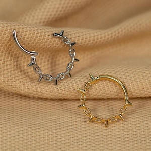 16G Chain Spikes Hoop • Titanium Clicker Hoop • Septum Ring • Conch Hoop • Cartilage Earring • Helix Piercing • Daith Hoop • LJ29.20