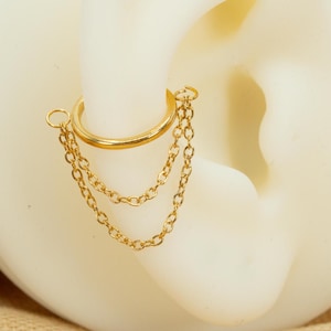 16G Doppel Ketten-Hoop • Titan Clicker Hoop • Septum Ring • Conch Hoop • Knorpel Ohrring • Helix Piercing • Daith Hoop • LJ25.10