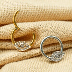 16G Eye Hoop • Titanium Clicker Hoop • Egyptian Eye Septum Ring • Conch Hoop • Cartilage Earring • Helix Piercing • Daith Hoop • LJ13.28