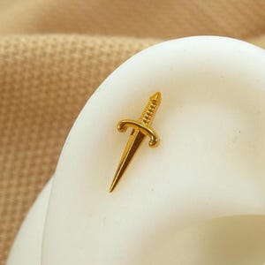 20G/18G/16G Dagger Push Pin • Threadless Flat Back Earring • Tragus • Flat Back Stud • Helix Stud • Cartilage • Titanium LJ23.15