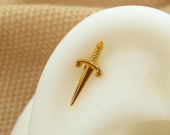 20G/18G/16G Dagger Push Pin • Threadless Flat Back Earring • Tragus • Flat Back Stud • Helix Stud • Cartilage • Titanium LJ23.15