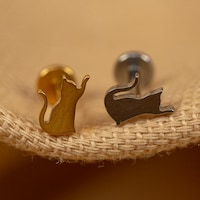16G Rabbit Ball Back Stud - Screw Back Stud - Bunny Head Earrings ...