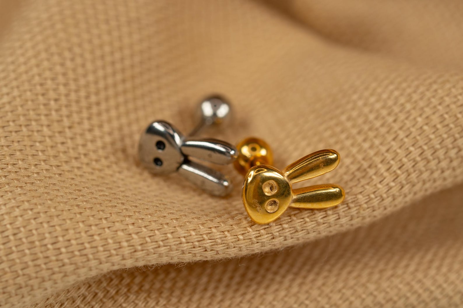 16G Rabbit Ball Back Stud - Screw Back Stud - Bunny Head Earrings ...