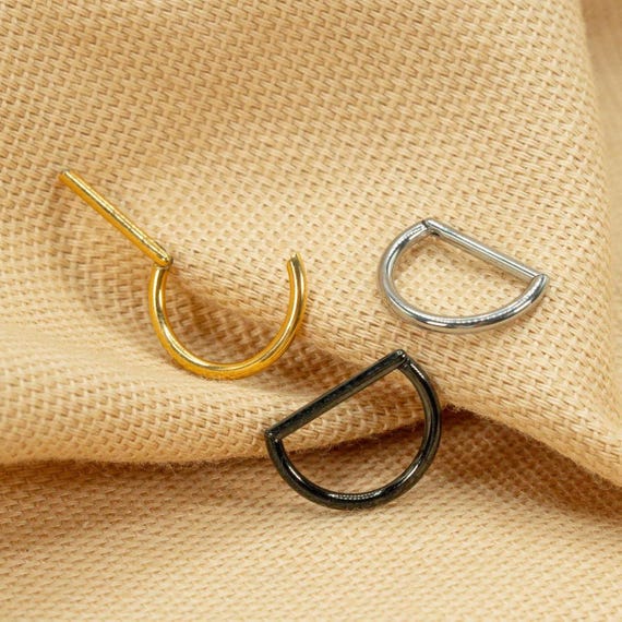 16G D Shape Hoop • Titanium Clicker Hoop • Half Circle Septum Ring