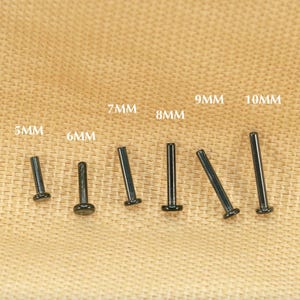 16G/18G/20G Black Threadless Implant Grade Titanium Posts • Push Pin Back • Flat Back Labret • Helix • Tragus • Nose Stud • Bar Replacement