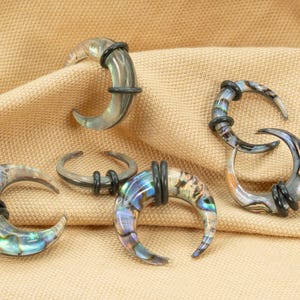 00G/0G/2G/4G/6G/8G Abalone Shell Bull Tapers Cresent Horseshoe Pincher Septum Ring Ear Plugs Stretchers Large Gauge Hoops Jewelry LJ27.22