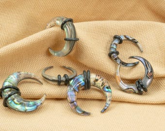 00G/0G/2G/4G/6G/8G Abalone Shell Bull Tapers Cresent Horseshoe Pincher Septum Ring Ear Plugs Stretchers Large Gauge Hoops Jewelry LJ27.22