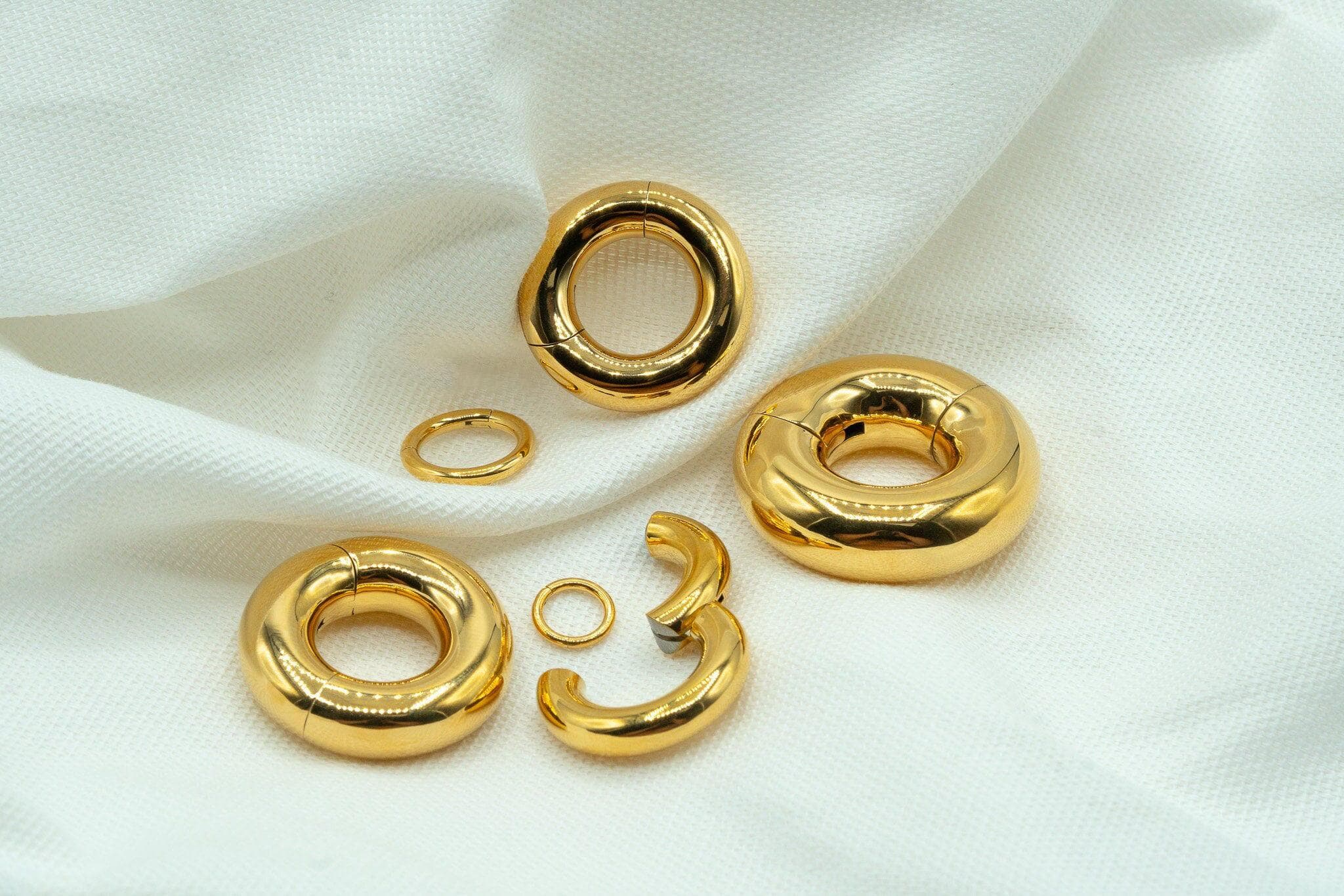 00G/0G/2G/4G/6G/8G/10G/12G/16G/18G/20G Gold Implant Grade Titanium Large Gauge Thick Septum Clicker Hoop Hinged Seamless