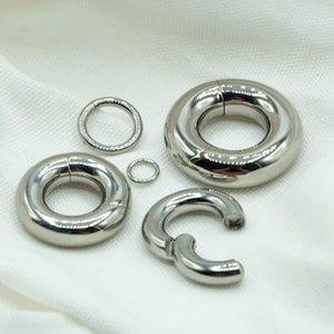 00G/0G/2G/4G/6G/8G/10G/12G/16G/18G/20G Silver Implant Grade Titanium Large Gauge Thick Septum Clicker Hoop Hinged Seamless