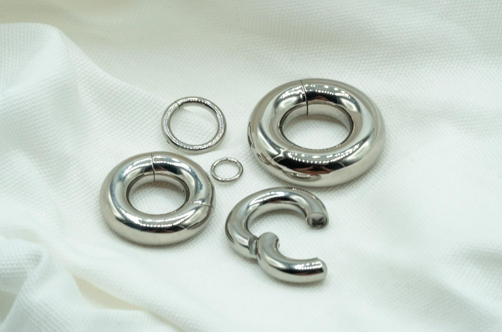 00G/0G/2G/4G/6G/8G/10G/12G/16G/18G/20G Silver Implant Grade Titanium Large Gauge Thick Septum Clicker Hoop Hinged Seamless