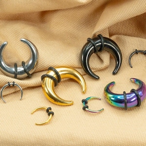 00G/0G/1G/2G/4G/6G/8G/10G/12G/14G Bull Tapers Cresent Horseshoe Pincher Septum Ring Ear Weights Plugs Stretchers Large Gauge Hoops Jewelry