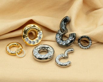 00G/0G/2G/4G/6G/8G/10G/12G Implant Grade Titanium Large Gauge Thick Diamond Septum Clicker Hoops Silver Gold Black Segment Seamless Rings