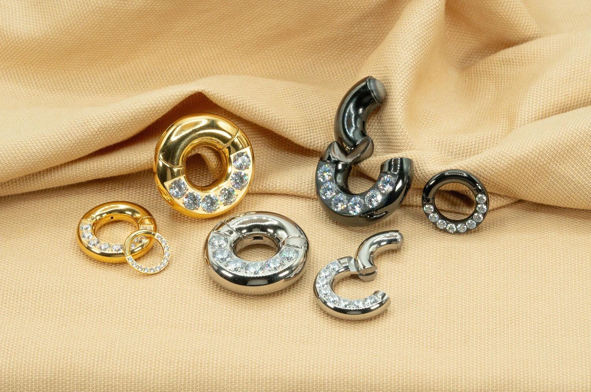 Piercing 00 Gauge Diamond Plugs Pink Single Flare Tunnels Ear Gauges