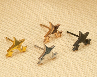 Four Point Star Stud Earrings • Small Star Studs • Solid Starlight Earrings • Twinkle Studs • Gift For Her • Gold • Sterling Silver LJ25.3
