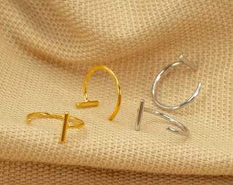 Dainty Open Hoop Earrings • Small Bar Hoops • Minimalist Earrings • Huggie Hoops • Gift For Her • Gold • Silver • Ear Huggers LJ24.34