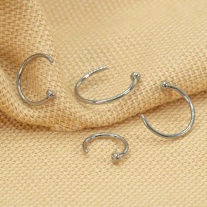 22G/20G/18G Flat Top Nose Ring • Open Nose Hoop • Nose Piercing • Nostril Jewelry • Thin Nose Ring • Silver LJ23.25