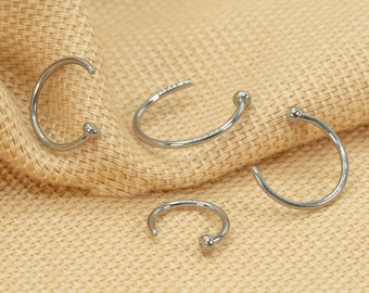 22G/20G/18G Flat Top Nose Ring • Open Nose Hoop • Nose Piercing • Nostril Jewelry • Thin Nose Ring • Silver LJ23.25