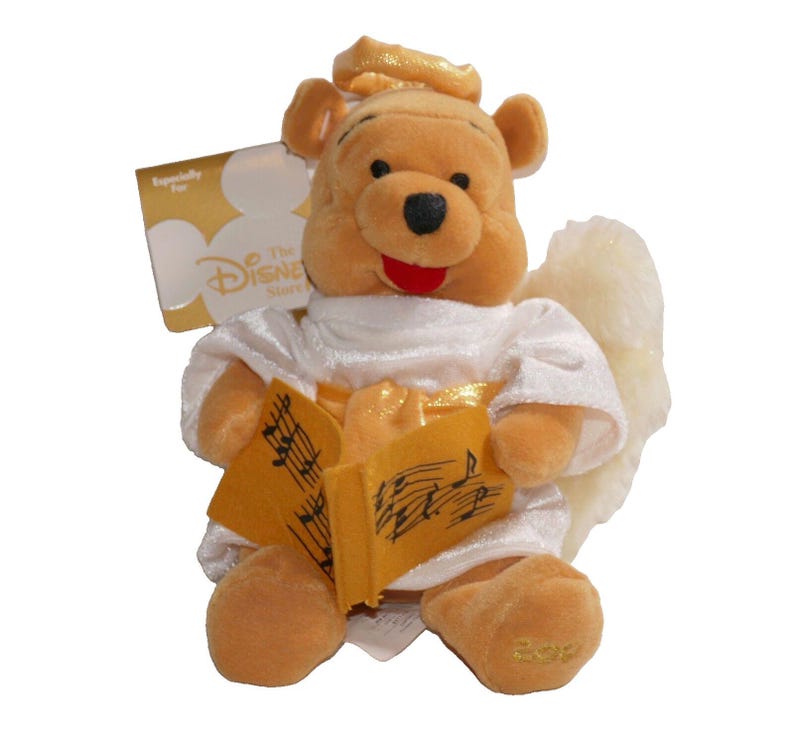 Disney Store Winnie the Pooh Mini Choir Angel 8" Bean Bag Plush Toy W/Tag imagem 1