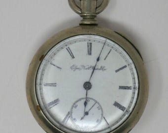 Elgin 1895 Grade 73 Silver Tone 7 Jewels 18s Manual Wind Pocket Watch