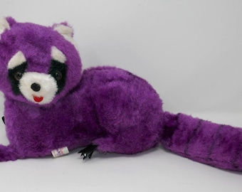 Superior Toy and Novelty Co. Vintage Purple Raccoon Plush Stuffed Animal NEEDS REPAIR