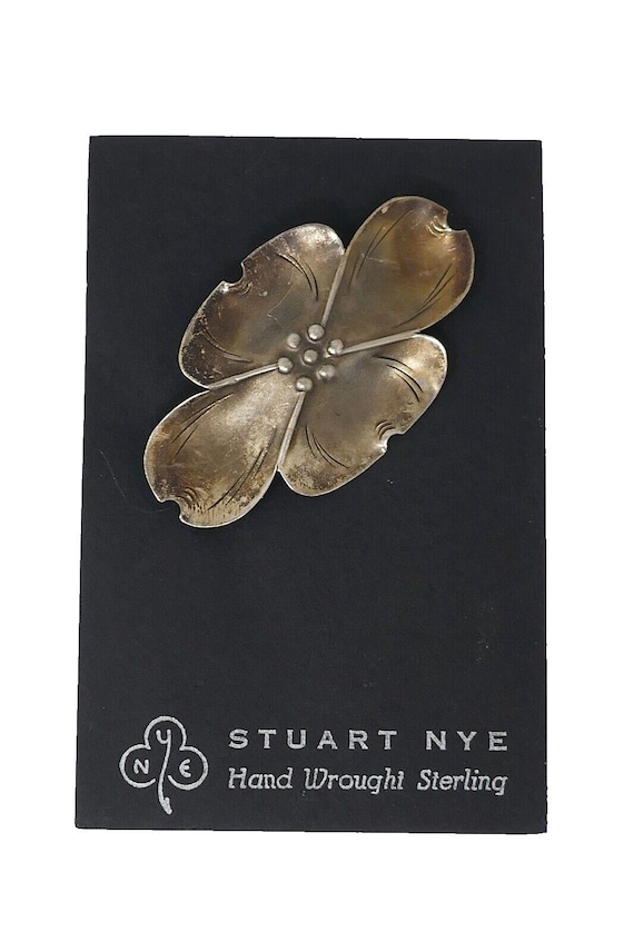 Stuart Nye Sterling Silver Dogwood Flower Pin Brooch